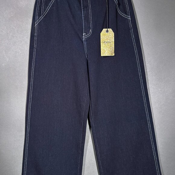 NWT Vibrant M. I. U Wide Leg White Stitching‎ Jeans Juniors Size 11 (W29) - Picture 3 of 15